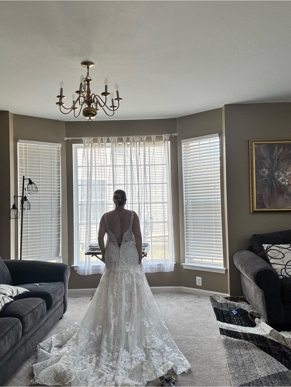 Allure Ivory Lace V-Neck Fit and Flare Wedding Dress